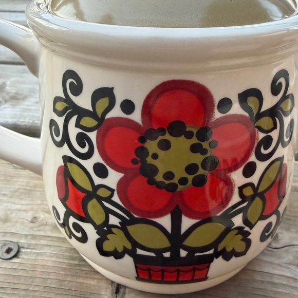 Sadler England Teapot Set  Retro Red Flower Design 1970s Staffordshire Pottery - Picture 7 of 10